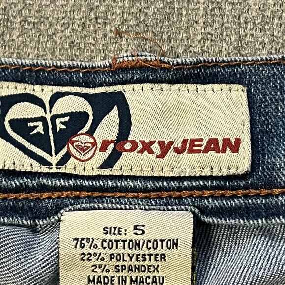 Women's Roxy jeans low rise boot cut Y2K med wash  casual bohemian flare bottom - Picture 9 of 9